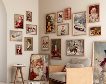 800+ Christmas Wall Art Set, Vintage Holiday Gallery Wall, Santa Claus Painting, Christmas Prints Bundle, Trendy Winter Decor Printables, image 7