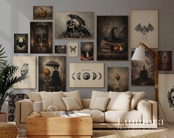 700+ Autumn & Halloween Wall Art Set, Vintage Fall Gallery Wall, Moody Spooky Prints, Dark Academia Decor, Halloween Poster Bundle, image 7