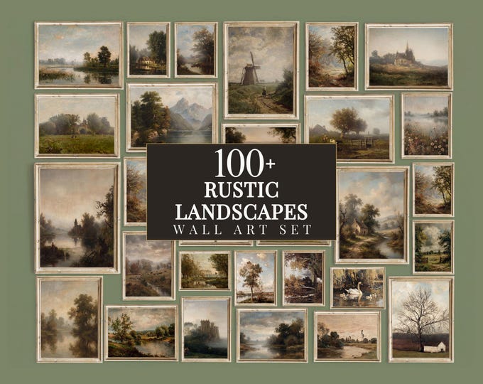 100+ Rustic Landscapes Wall Art, Vintage Oil Painting…