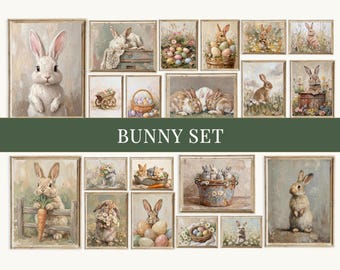 90+ Spring Wall Art Bundle, Vintage Bunny Rabbit Art, Easter Prints Set, Aesthetic Spring Wall Art, Neutral Bunny Prints, Easter Bundle, image 3