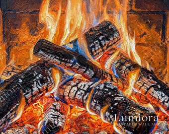 Samsung Frame TV Art • Cozy Fireplace Wall Art • Warm Winter Hearth • Rustic Cabin Fireplace Painting • Hygge Home Decor, image 7