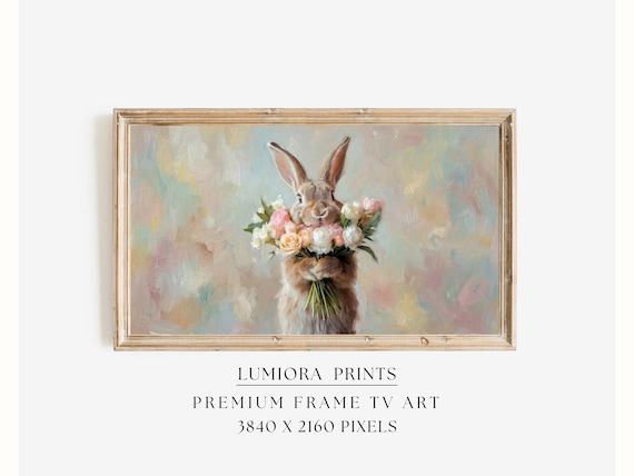 Easter Bunny with Flowers Samsung Frame TV Art