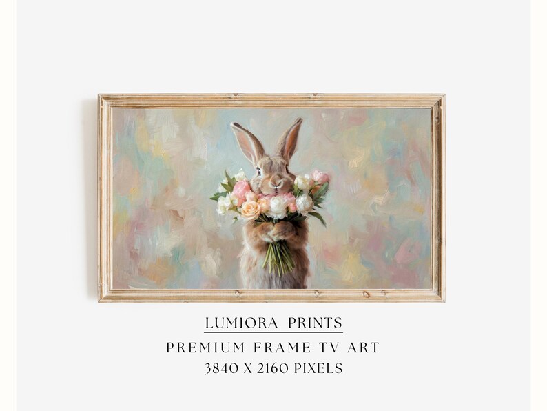 Easter Bunny with Flowers Samsung Frame TV Art
