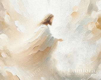 Ascension of Jesus Samsung Frame TV Art, Christian Religious Screen Decor, Christ in Clouds Oil Painting, Spiritual Faith Background, 4K, image 7