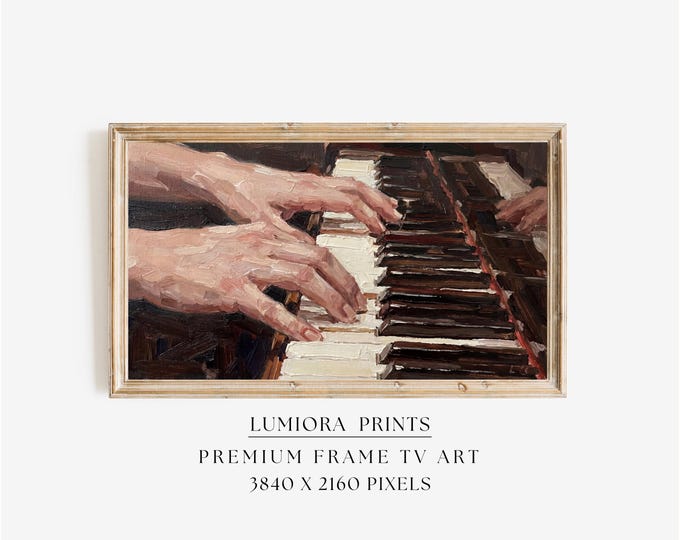 Samsung Frame TV Art Valentine's Day, Hands Playing Piano…