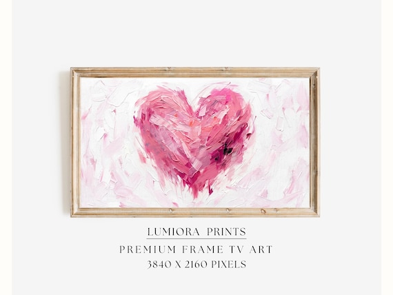 Romantic Pink Heart Samsung Frame TV Art