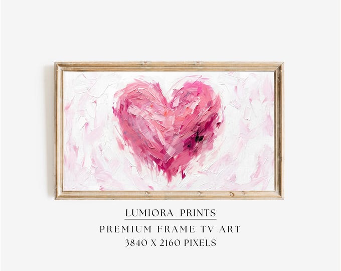 Romantic Pink Heart Samsung Frame TV Art, Abstract Love…