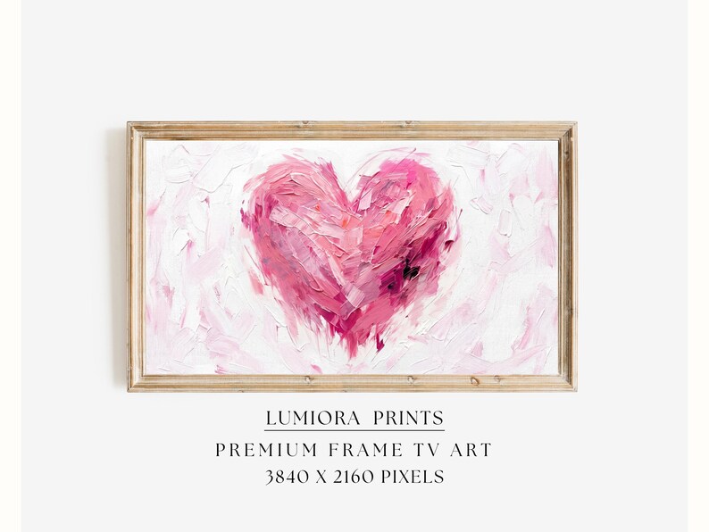 Romantic Pink Heart Samsung Frame TV Art