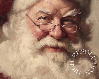 Vintage Santa Claus Portrait Print, Christmas Wall Art, Antique Santa Oil Painting, Printable Holiday Decor, Moody Christmas Art Download, image 6