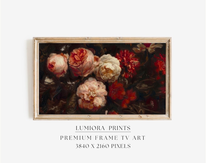 Moody Floral Samsung Frame TV Art Valentine's Day, Romantic…