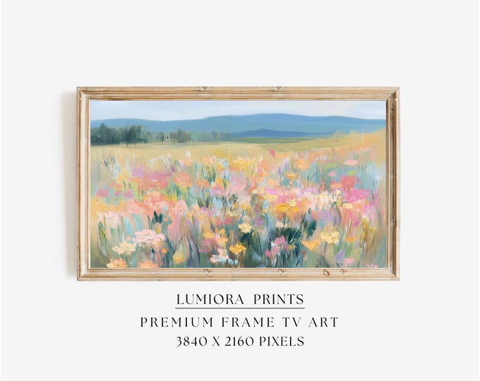 Wildflower Meadow Samsung Frame TV Art, Spring Landscape…