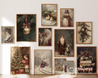 1000+ Vintage Christmas Wall Art Set, Holiday Gallery Wall, Santa Claus Painting, Christmas Prints Bundle, Trendy Winter Decor Printables, image 12
