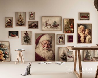 1000+ Vintage Christmas Wall Art Set, Holiday Gallery Wall, Santa Claus Painting, Christmas Prints Bundle, Trendy Winter Decor Printables, image 5
