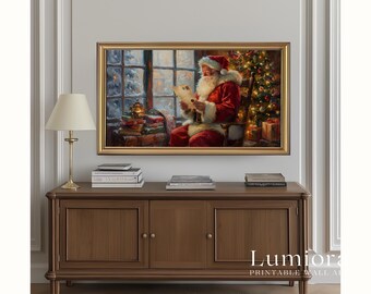 Samsung Frame TV Art Santa Reading Letter Painting • Vintage Christmas Wall Art • Cozy Holiday Decor • Classic Winter Artwork, image 5