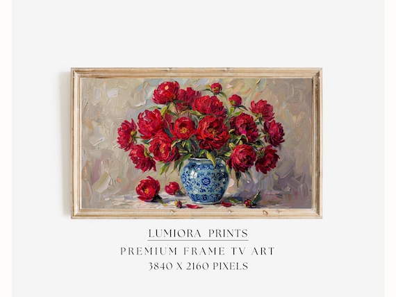Romantic Red Peonies Samsung Frame TV Art