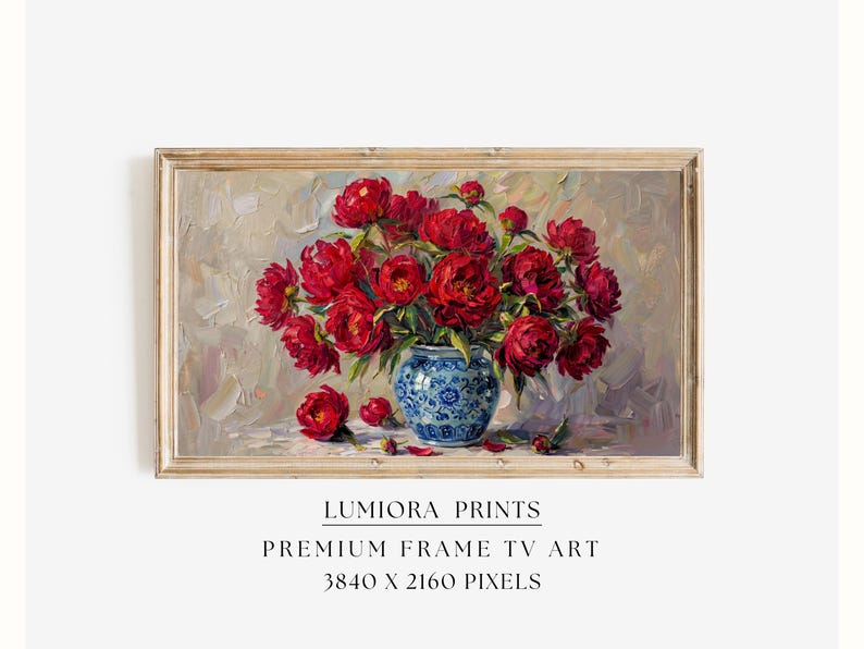 Romantic Red Peonies Samsung Frame TV Art