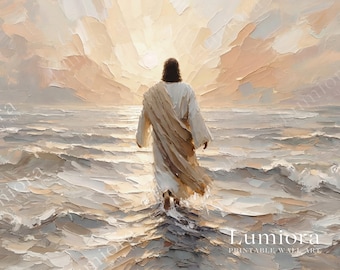 Jesus Walking on Water Samsung Frame TV Art, Christian Religious Screen Decor, Spiritual Faith Background, Divine Presence TV Art, 4K, image 7