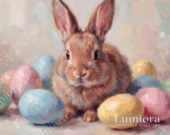 Easter Bunny in Wildflower Meadow Samsung Frame TV Art, Spring TV Decor, Cute Rabbit Oil Painting, 4K Digital Download, Nursery Wall Art, image 7