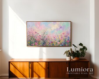 Spring Wildflower Samsung Frame TV Art, Meadow Flower Field Oil Painting, Floral TV Decor, 4K Digital Download, Aesthetic Summer Screen Art, image 3