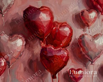 Valentine Frame TV Art Set | Romantic Red and Pink Balloons TV Art | Classic Love & Rose Aesthetic | Samsung Frame TV Valentine Decor, image 7