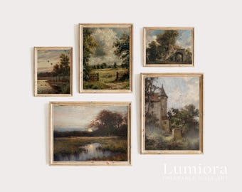 100+ Rustic Landscapes Wall Art, Vintage Oil Painting, Moody Landscape Art, Country Landscape, Rustic Gallery Set, Landscape Painting, image 8