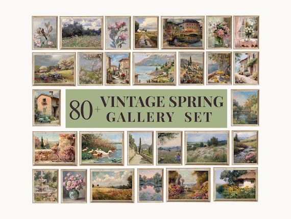 80+ Vintage Spring Gallery Wall Art Set