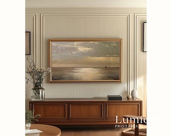 Birds Flying Over Ocean TV Art, Sacred Coastal Sunset Christian Oil Painting, Divine Horizon Samsung Frame TV Art, Spiritual Sea Landscape, image 5