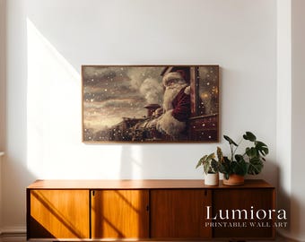 Samsung Frame TV Art Santa Express Train • Christmas Express Railway Artwork • Vintage Santa Claus Train Wall Art Digital Download, image 3