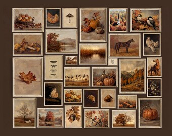 400+ Vintage Fall Wall Art Set, Autumn Gallery Wall, Dark Academia Fall Decor, Rustic Autumn Prints, image 11
