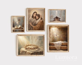 100+ Christian Wall Art Prints, Faith Wall Art, Religious Gallery Set, Jesus Print Bundle, Nativity Scene Art, Christian Art Set, image 8