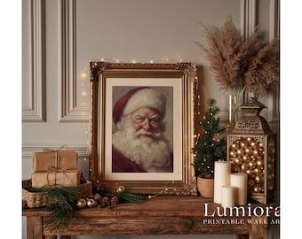 Vintage Santa Claus Portrait Print, Christmas Wall Art, Antique Santa Oil Painting, Printable Holiday Decor, Moody Christmas Art Download, image 5