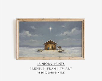 Nativity Scene Frame TV Art – Holy Night Christmas Artwork, Minimal Religious Christmas Frame TV Art for Samsung Frame TV, image 1