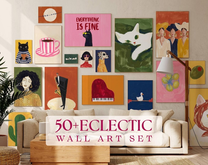 50+ Eclectic Gallery Wall Prints, Maximalist Wall Art Set…