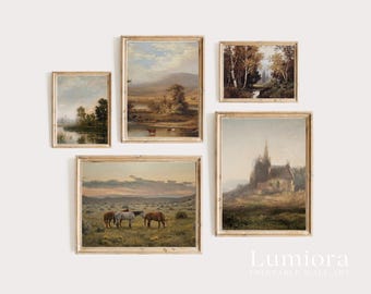 100+ Rustic Landscapes Wall Art, Vintage Oil Painting, Moody Landscape Art, Country Landscape, Rustic Gallery Set, Landscape Painting, image 11