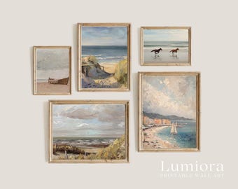 50+ Coastal Gallery Wall, Coastal Wall Art Set, Nautical Prints, Beach Wall Art, Seascape Painting, Retro Coastal Art, Ocean Prints, image 8