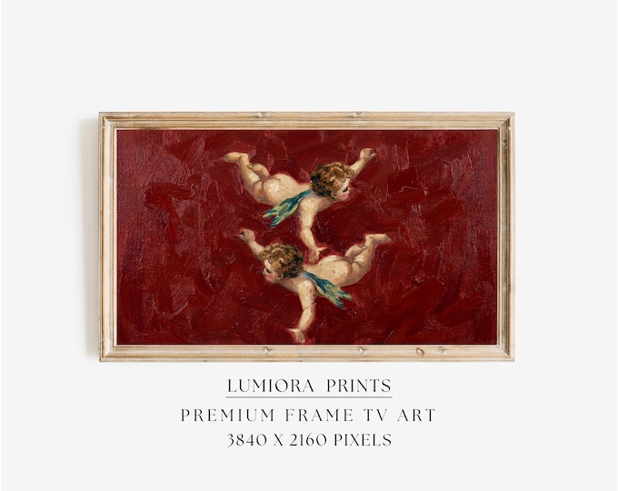 Samsung Frame TV Art Valentine's Day | Vintage Cupid Oil…