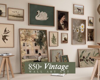 850+ Mega Wall Art Bundle, Vintage Gallery Set, Rustic Countryside Decor, Antique Oil Paintings, Classic Portrait Print, image 1