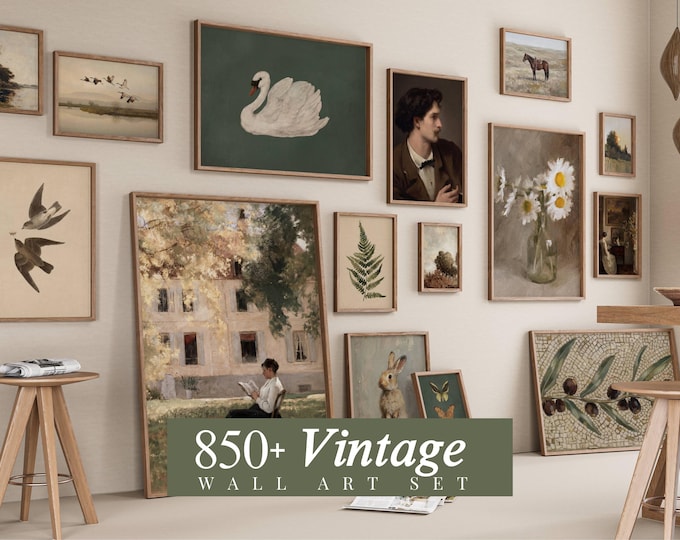 850+ Mega Wall Art Bundle, Vintage Gallery Set, Rustic…