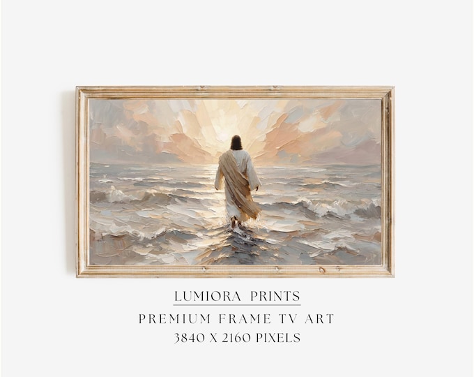 Jesus Walking on Water Samsung Frame TV Art, Christian…