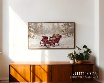 Christmas Sleigh Frame TV Art – Cozy Winter Sleigh Scene, Minimal Holiday Decor Frame TV Art for Samsung Frame TV, image 3