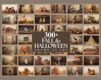 300+ Fall & Halloween Frame TV Art, Vintage Fall Samsung TV Art Bundle, Holiday Tv Art Set, image 1