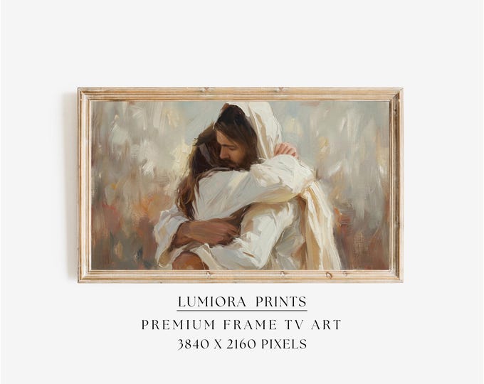 Jesus Hugging Samsung Frame TV Art, Christian Religious…