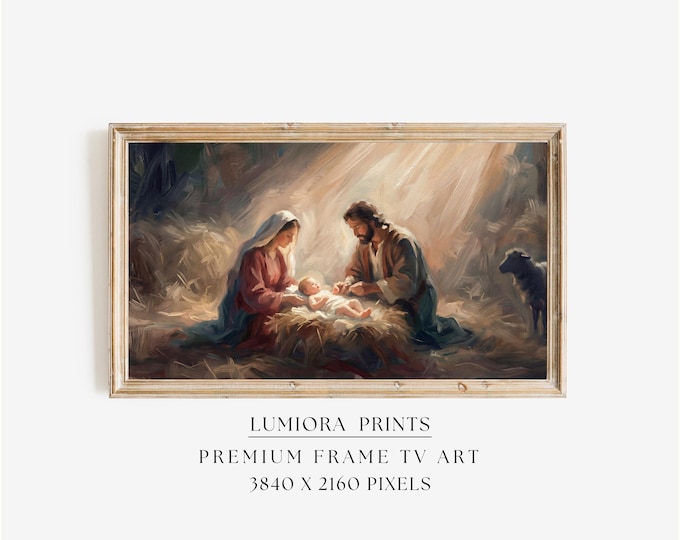 Nativity Scene Samsung Frame TV Art, Jesus Birth Screen…