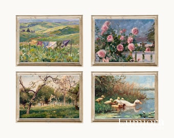 100+ Spring Gallery Wall Art Set, French Country, Cottagecore Spring Mega Bundle, Farmhouse Floral Landscape, Digital Printable Art, image 6