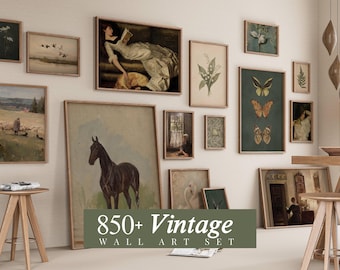 850+ Vintage Wall Art Set, Equestrian Gallery Wall, English Country Decor, Antique Rustic Farmhouse Prints, Mega Bundle, image 1