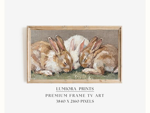 Vintage Sleeping Bunnies Frame Tv Art