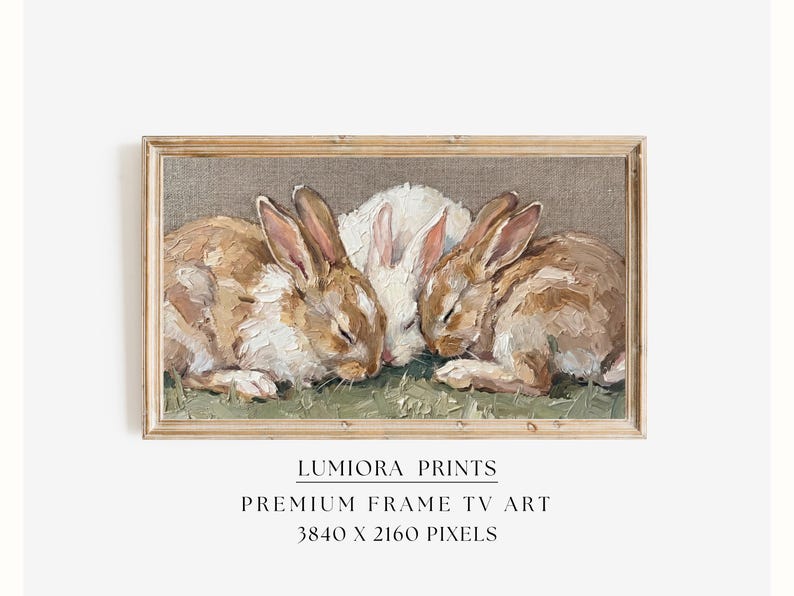 Vintage Sleeping Bunnies Frame Tv Art