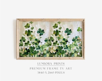 St. Patrick’s Day Samsung Frame TV Art, Lucky Clover TV Decor, Green Aesthetic Frame TV Art, Irish Holiday Screen Art, 4K Digital Art, image 1