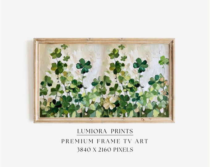 St. Patrick’s Day Samsung Frame TV Art, Lucky Clover TV…
