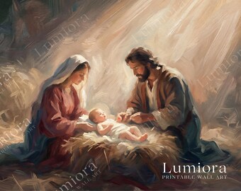 Nativity Scene Samsung Frame TV Art, Jesus Birth Screen Decor, Christian Religious Oil Painting, Christmas Spiritual TV Art, 4K, image 7